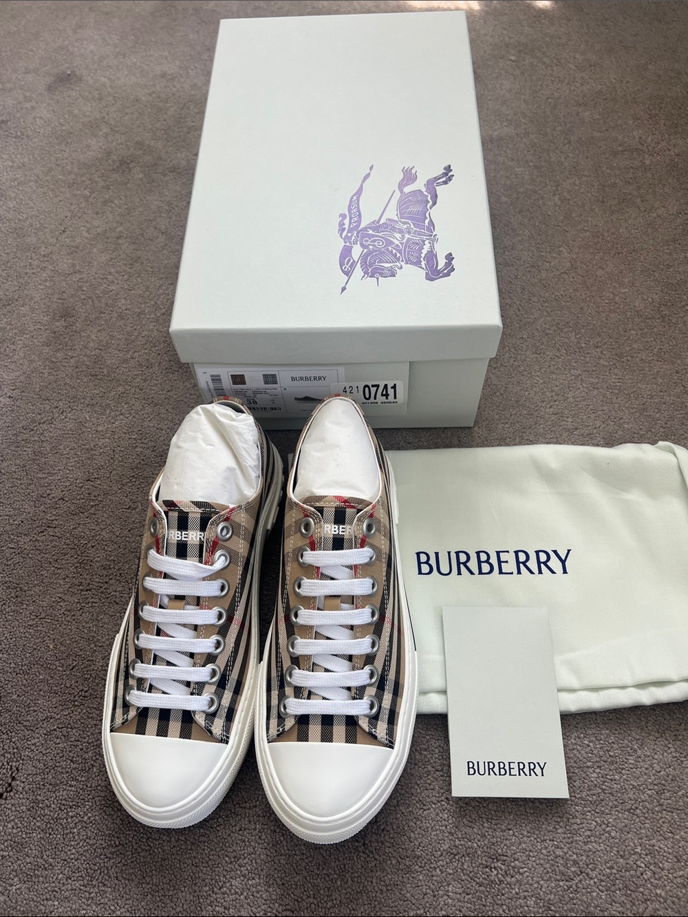 Burberry Check Cotton Logo Sneakers